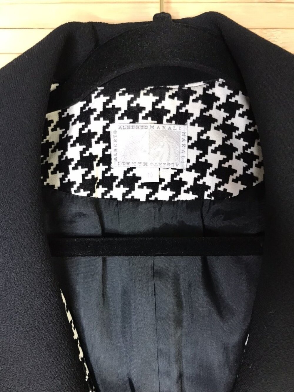 Alberto Makali Black & White Houndstooth Jacket snap bow sz 10 - Picture 5 of 6